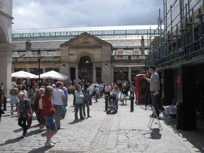 Andrew preaching open-air in Covent Garden