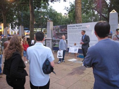 Matt preaching open-air in Leicester Square