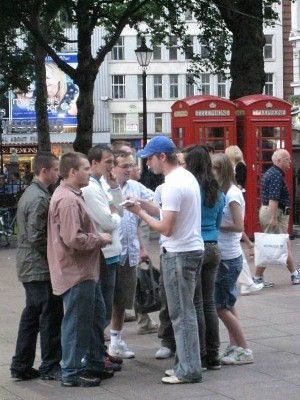 Ben sharing the gospel with some young lads