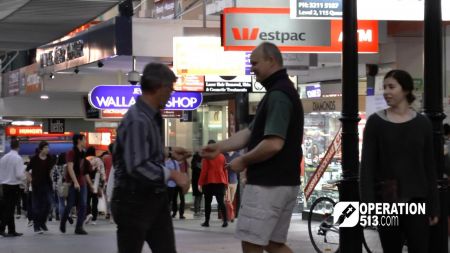 Handing out gospel tracts