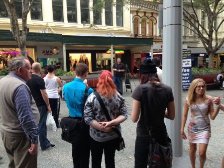 Gospel preaching Queen Street Mall
